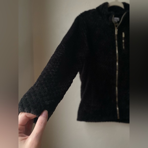 Calvin Klein Women’s Black Plush Zip-Front Fleece Jacket Gold Hardware Size M - Picture 3 of 7